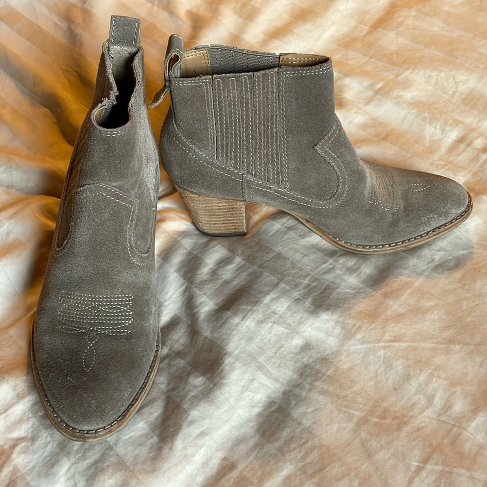 Ankle high suede cowgirl boots